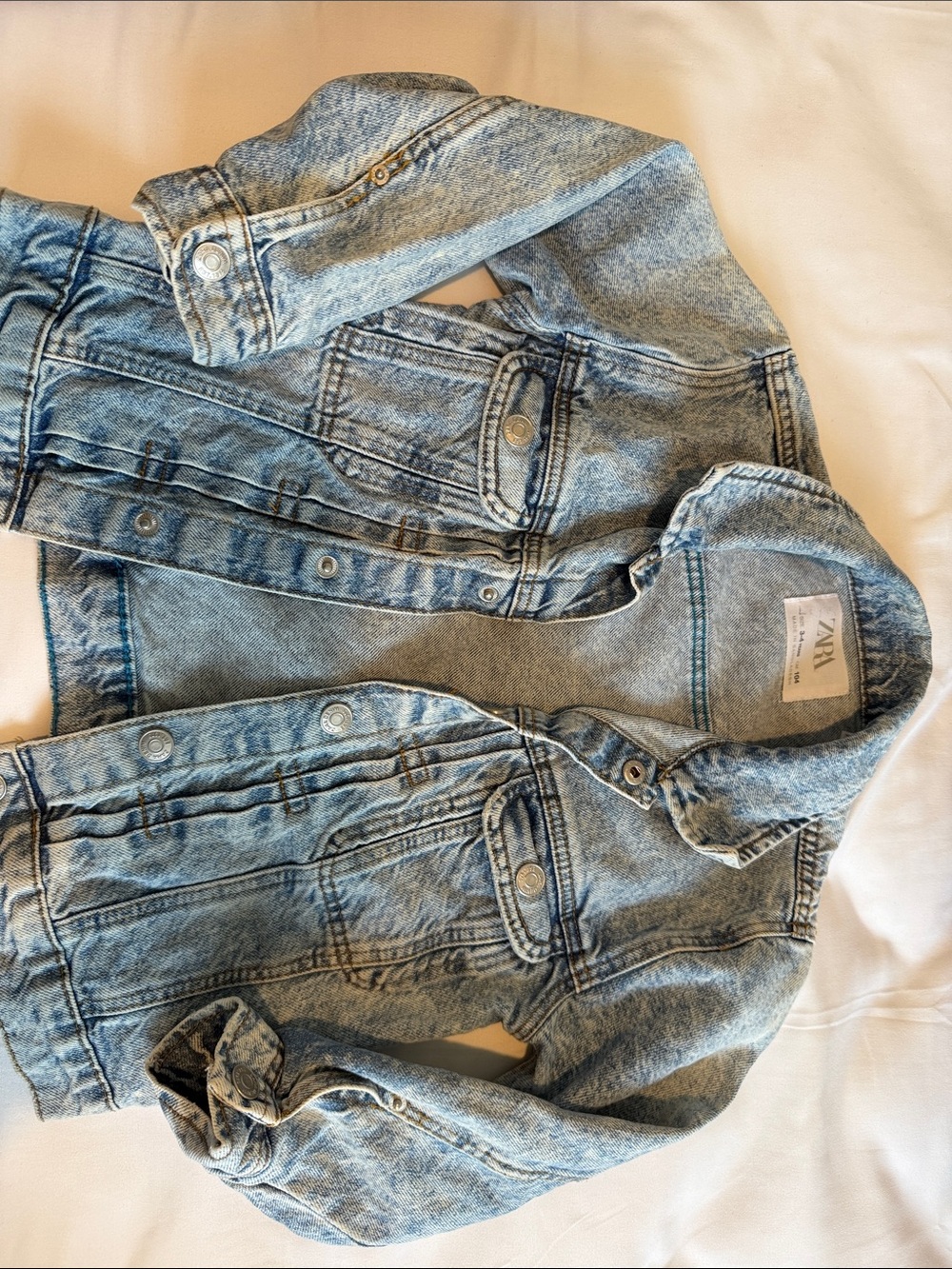 ZARA KIDS Acid Wash Denim Jacket - Light Blue